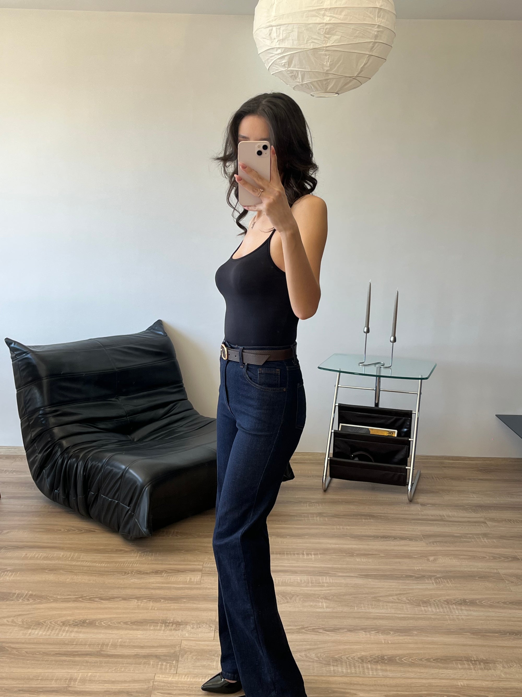 Düz Kesim Kemerli Premium Jeans