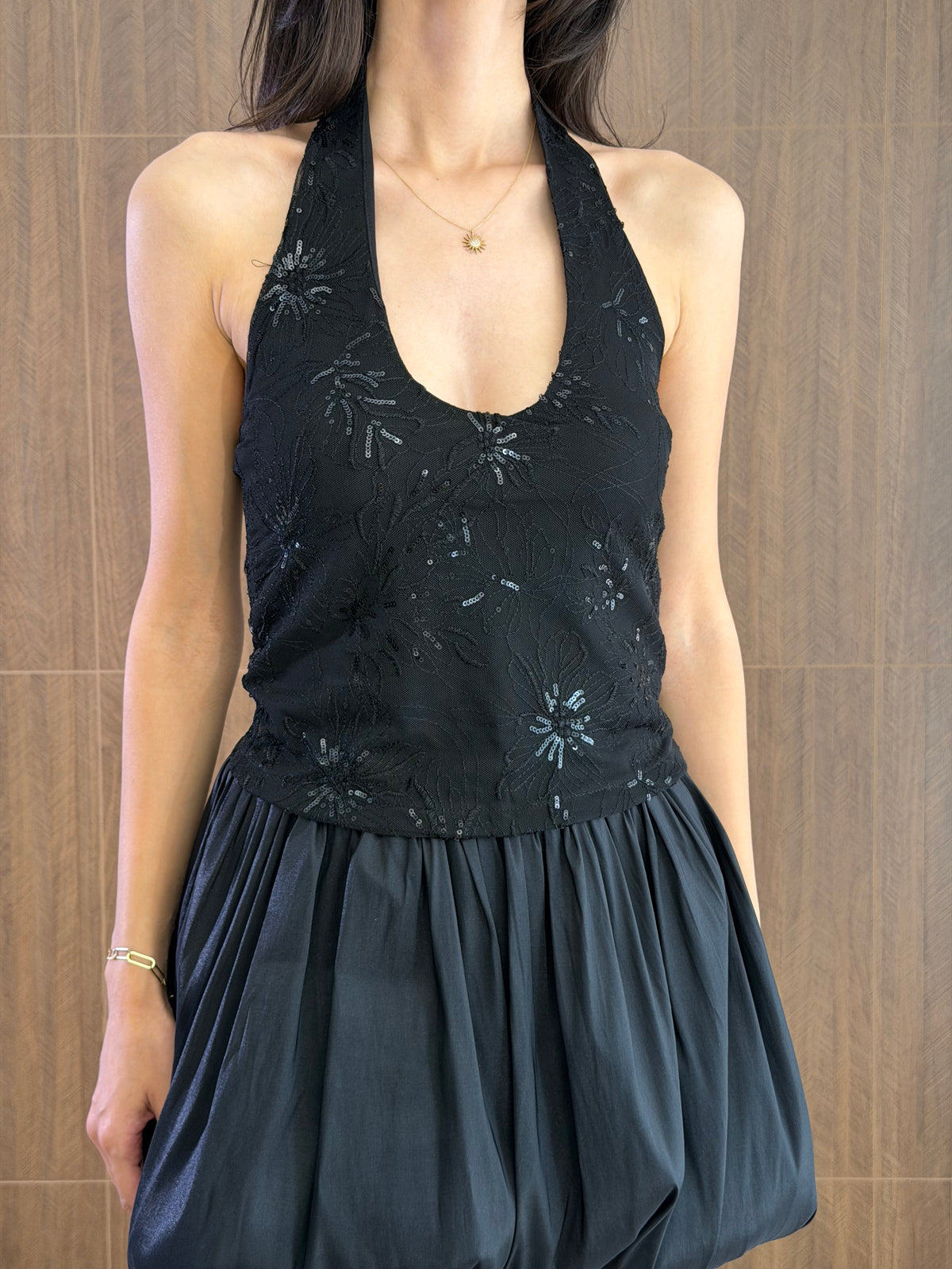 Halter Yala Crop Bluz (Siyah)