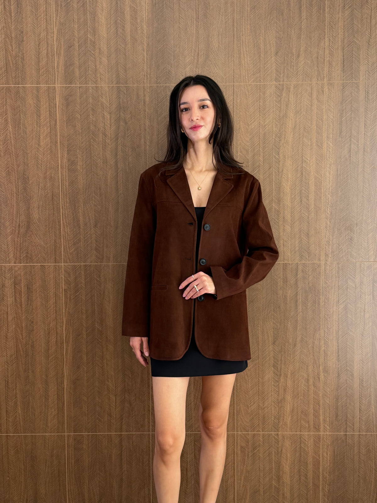 Süet Blazer Ceket (Kahverengi)