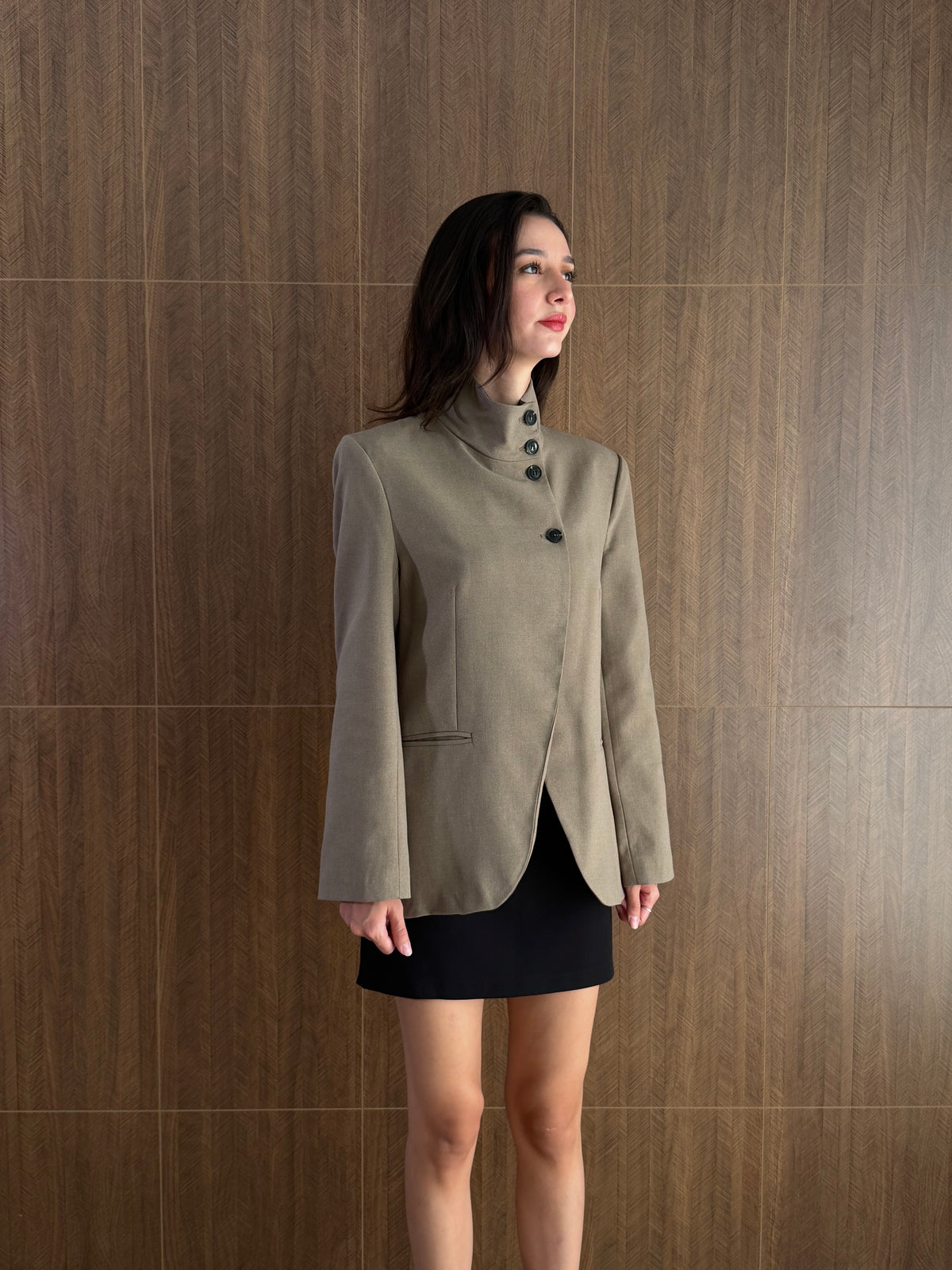 Zr Model Dik Yaka Blazer Ceket (Haki)