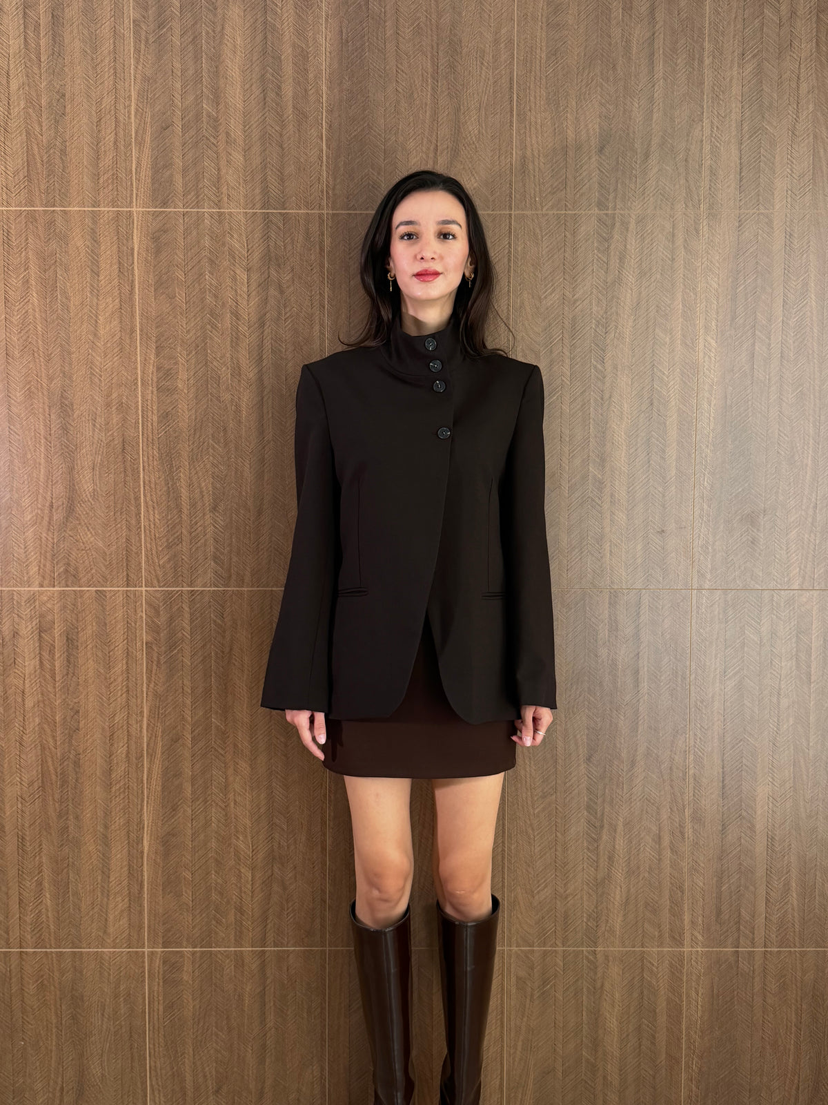 Zr Model Dik Yaka Blazer Ceket (Koyu kahve)