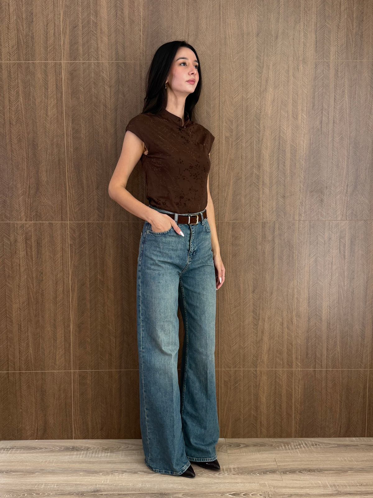 Premium Yüksek Bel Kemerli Jeans
