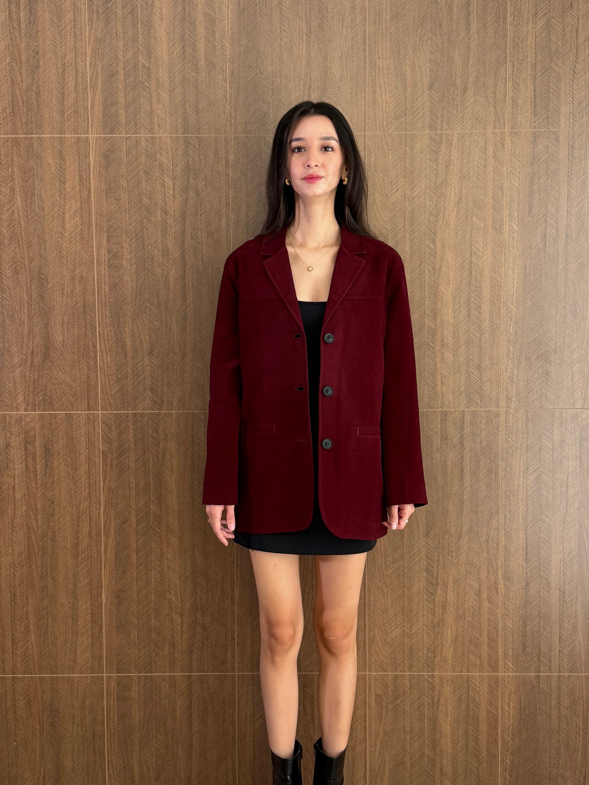 Süet Blazer Ceket (Bordo)