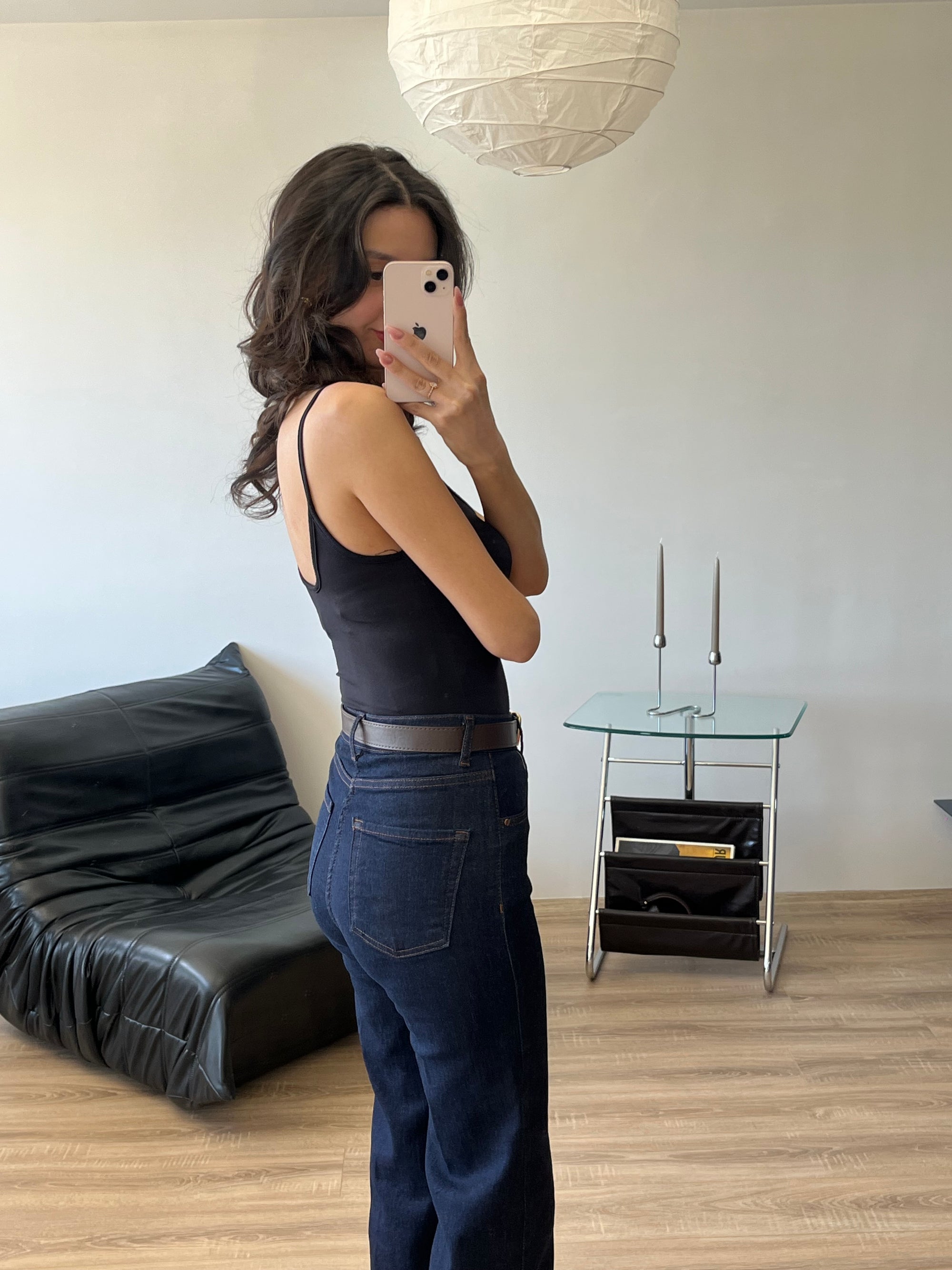 Düz Kesim Kemerli Premium Jeans