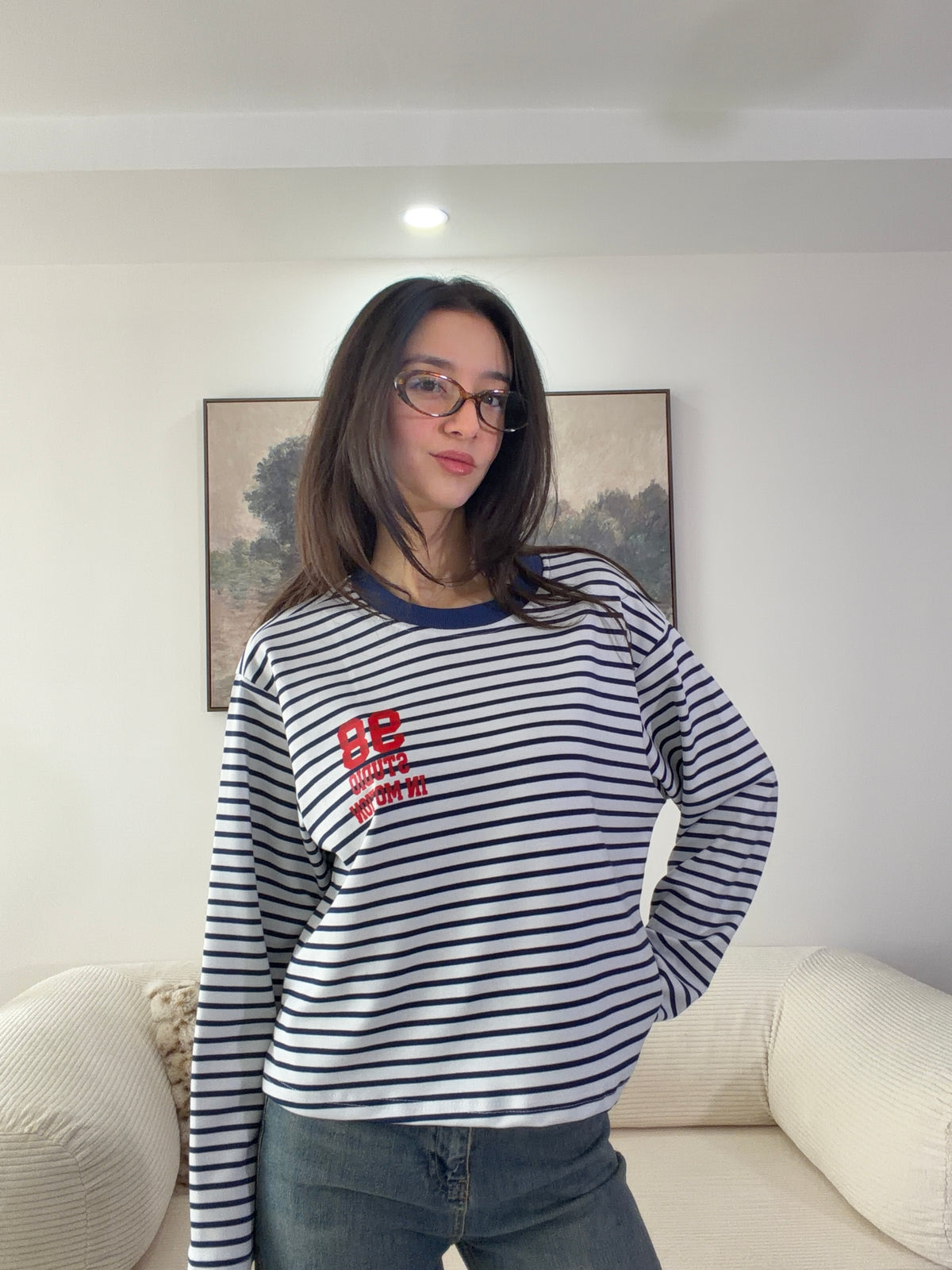 Çizgili Bluz (Lacivert)