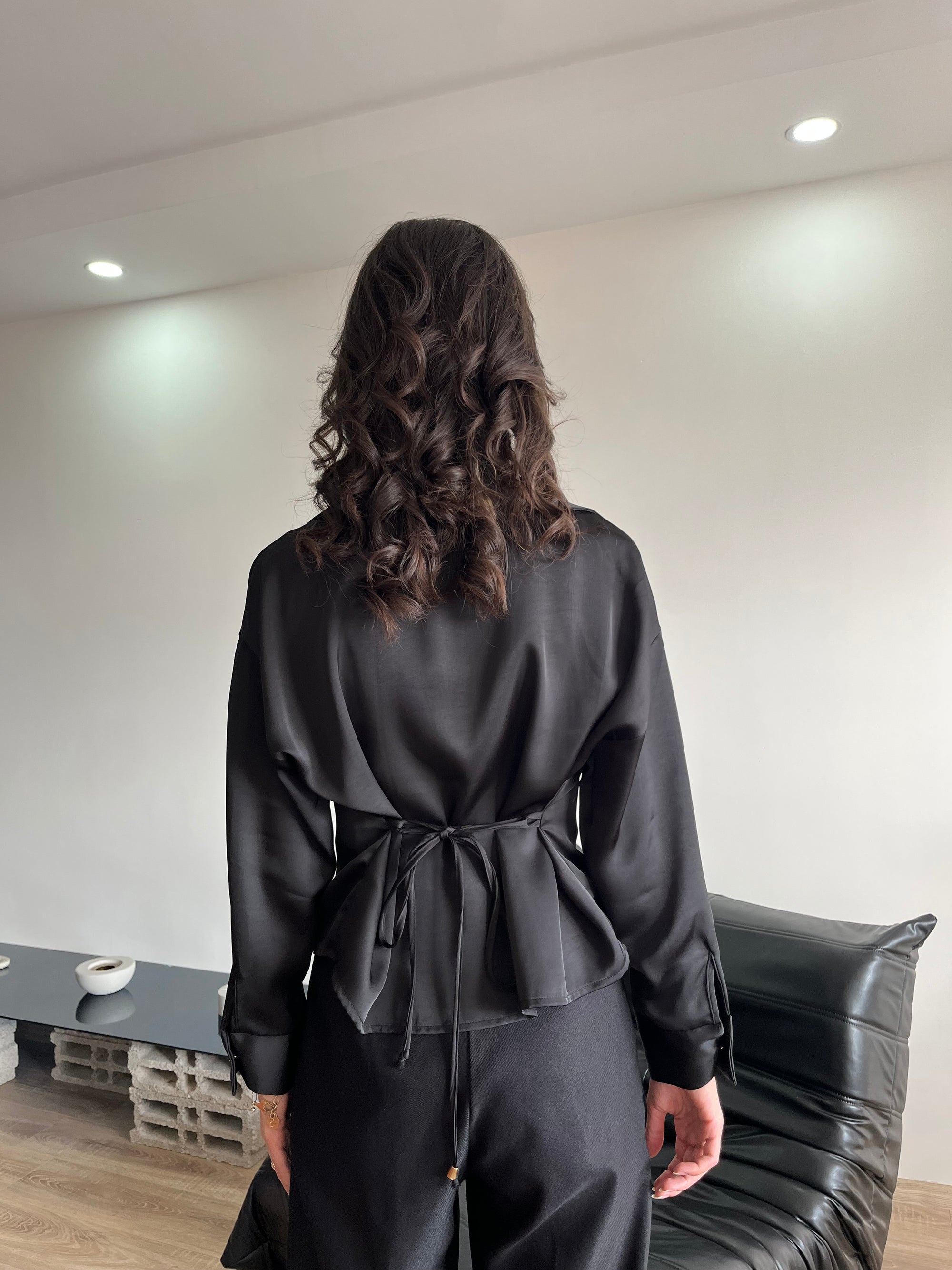 Saten gömlek (siyah)