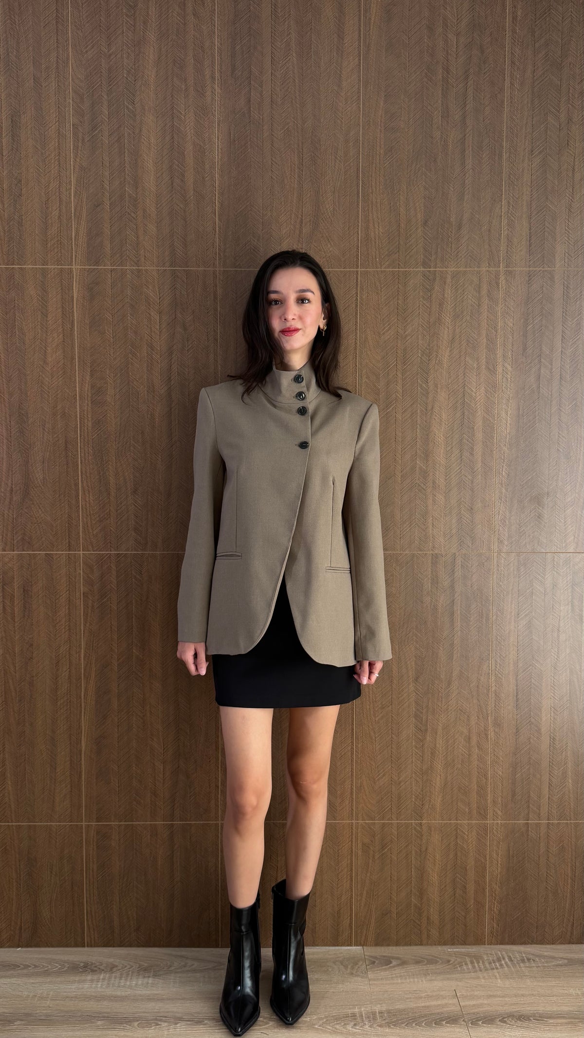 Zr Model Dik Yaka Blazer Ceket (Haki)