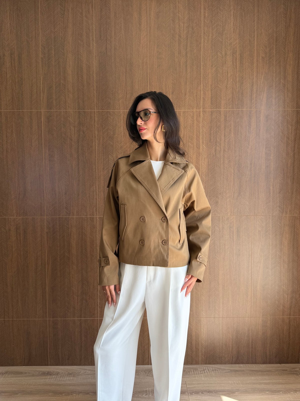 Premium Kruvaze Crop Trençkot