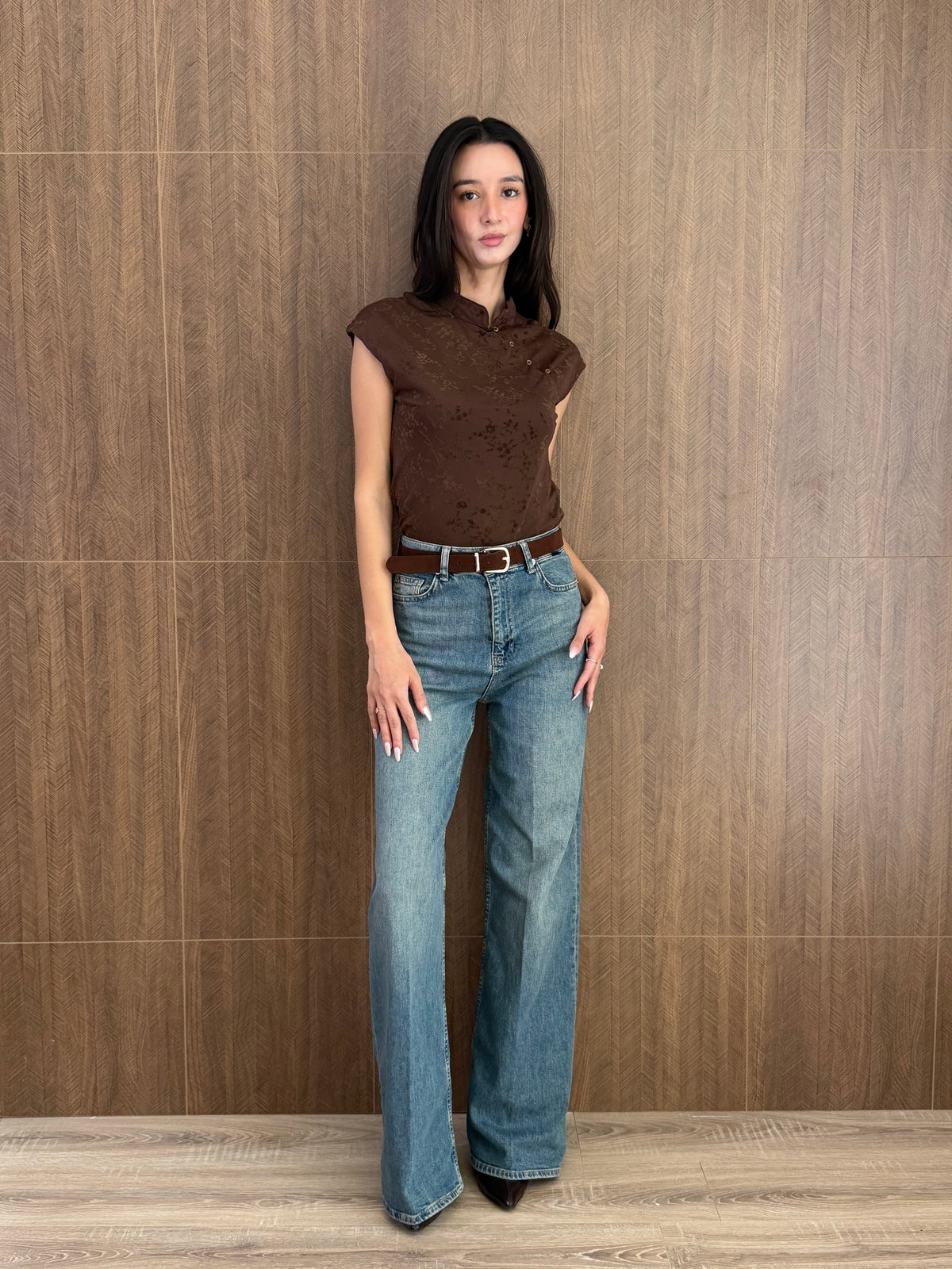 Premium Yüksek Bel Kemerli Jeans