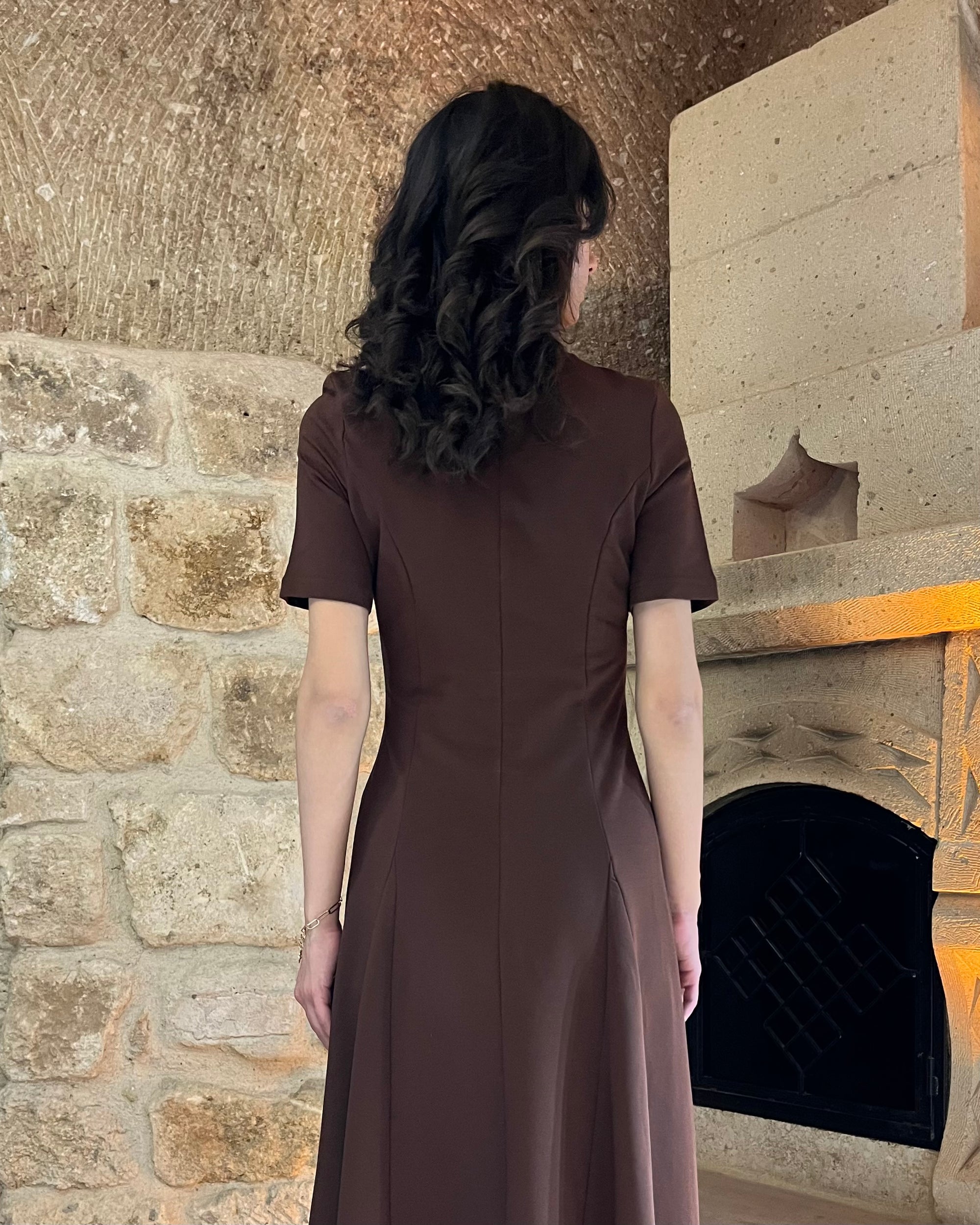 Premium Fermuarlı Elbise (kahverengi)