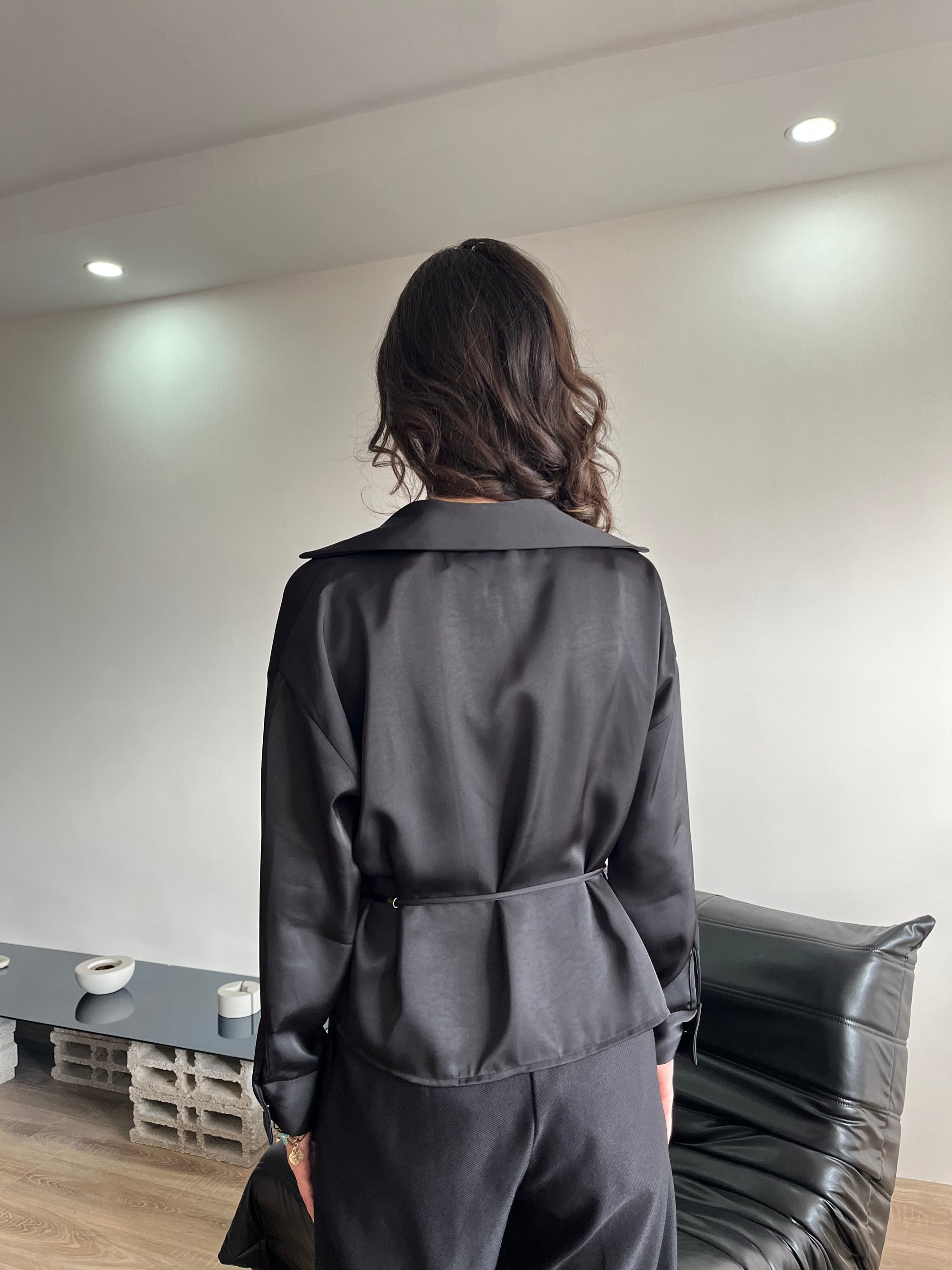 Saten gömlek (siyah)