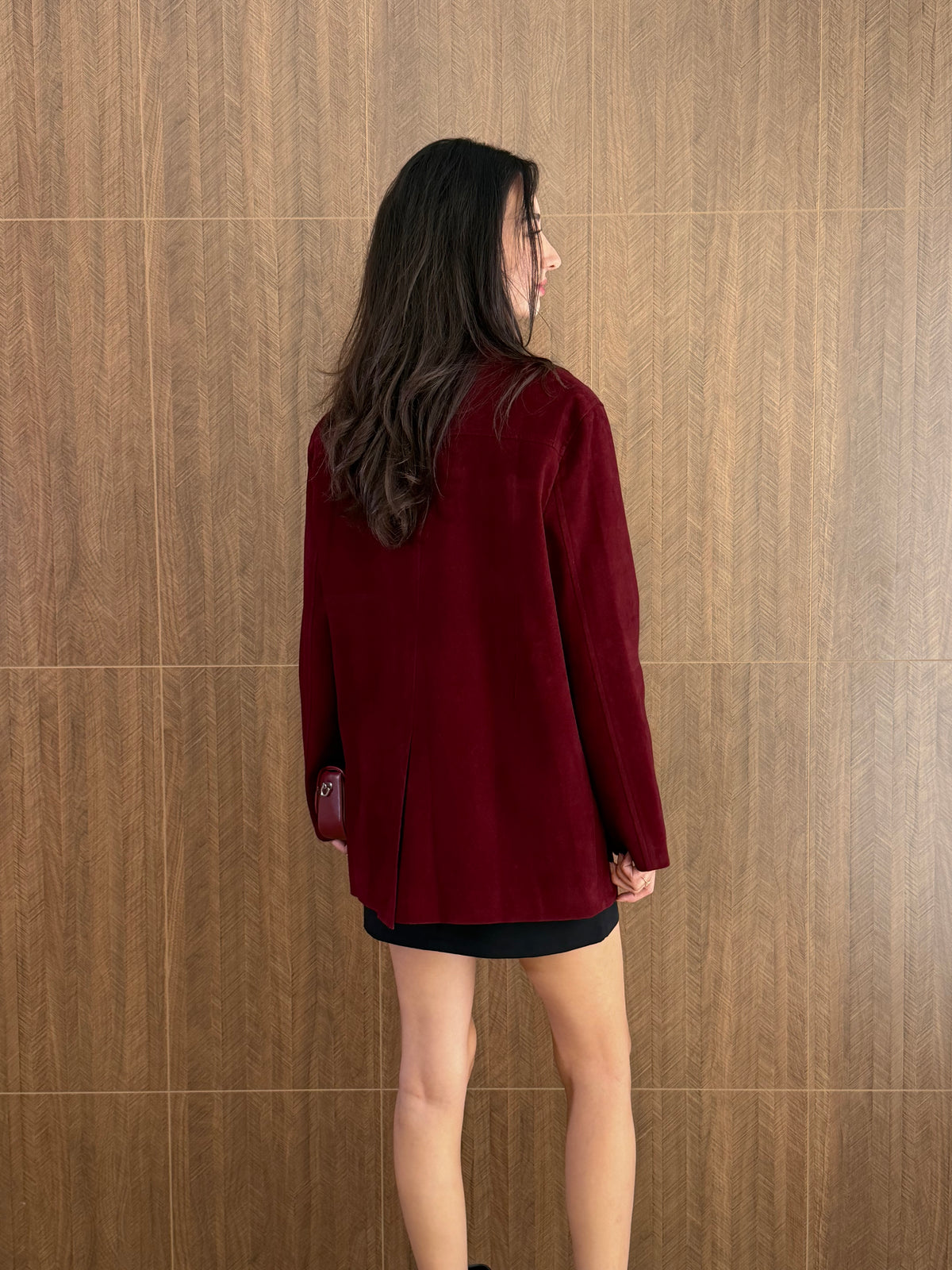 Süet Blazer Ceket (Bordo)