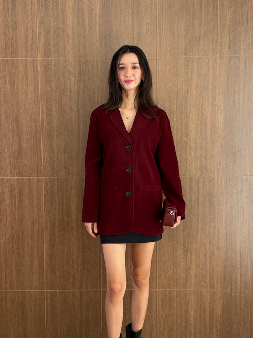 Süet Blazer Ceket (Bordo)