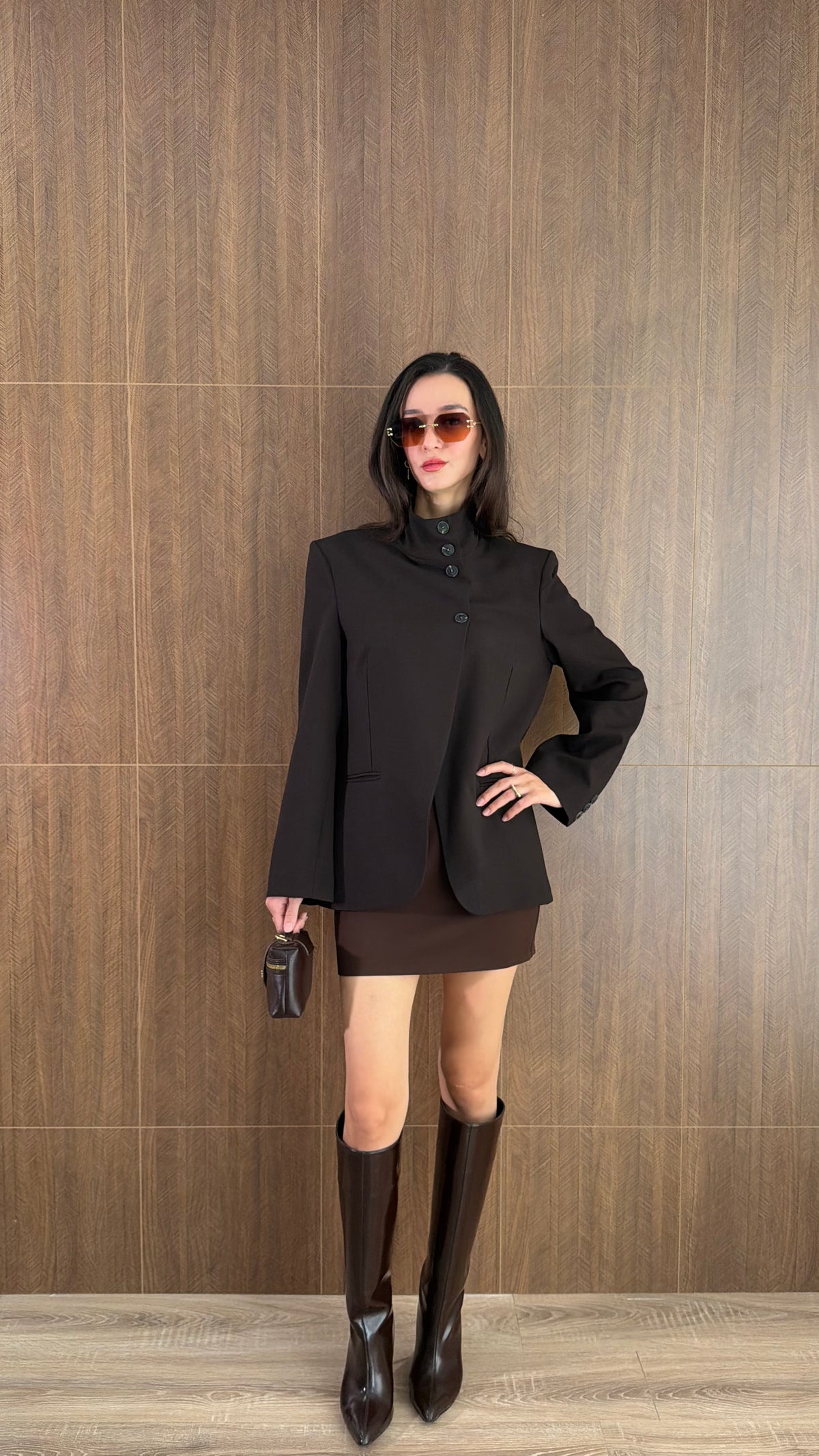 Zr Model Dik Yaka Blazer Ceket (Koyu kahve)