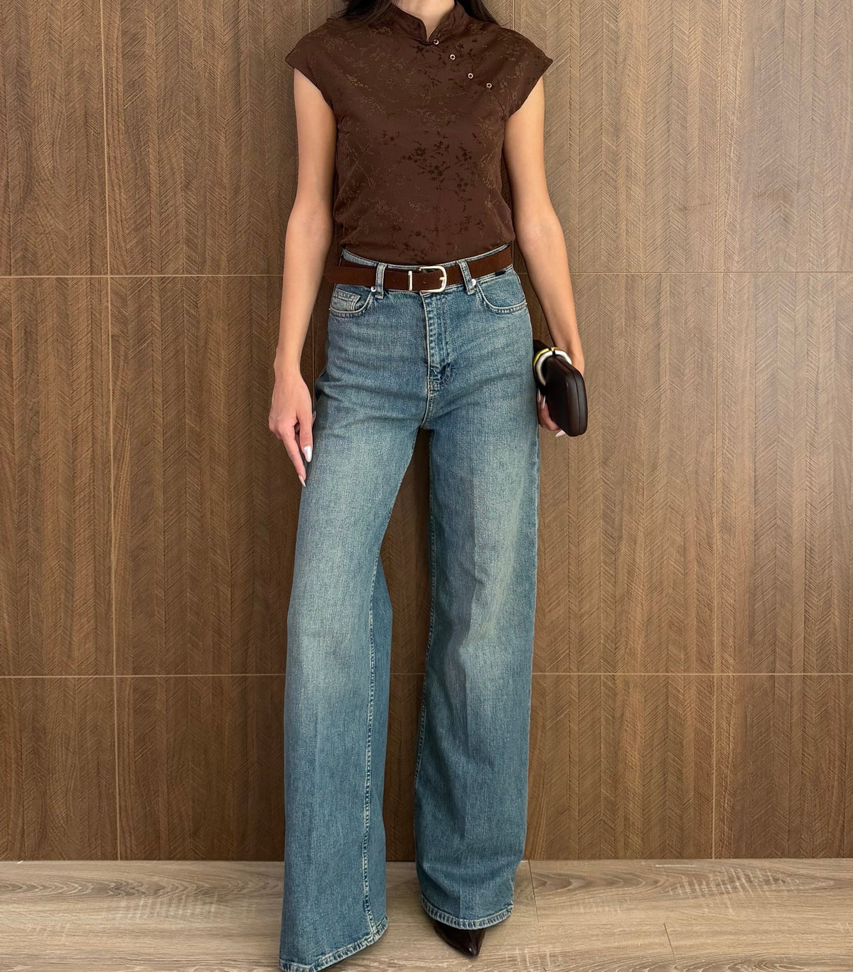 Premium Yüksek Bel Kemerli Jeans