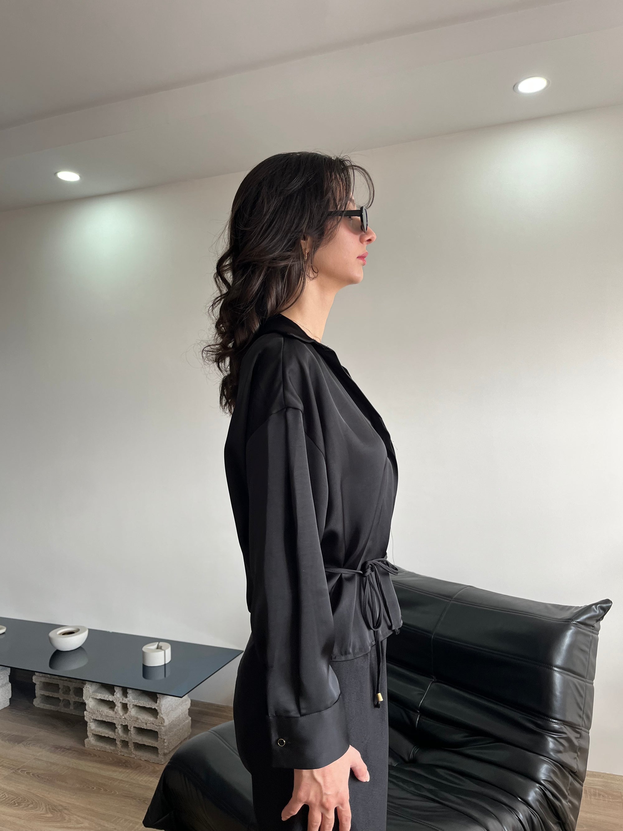 Saten gömlek (siyah)