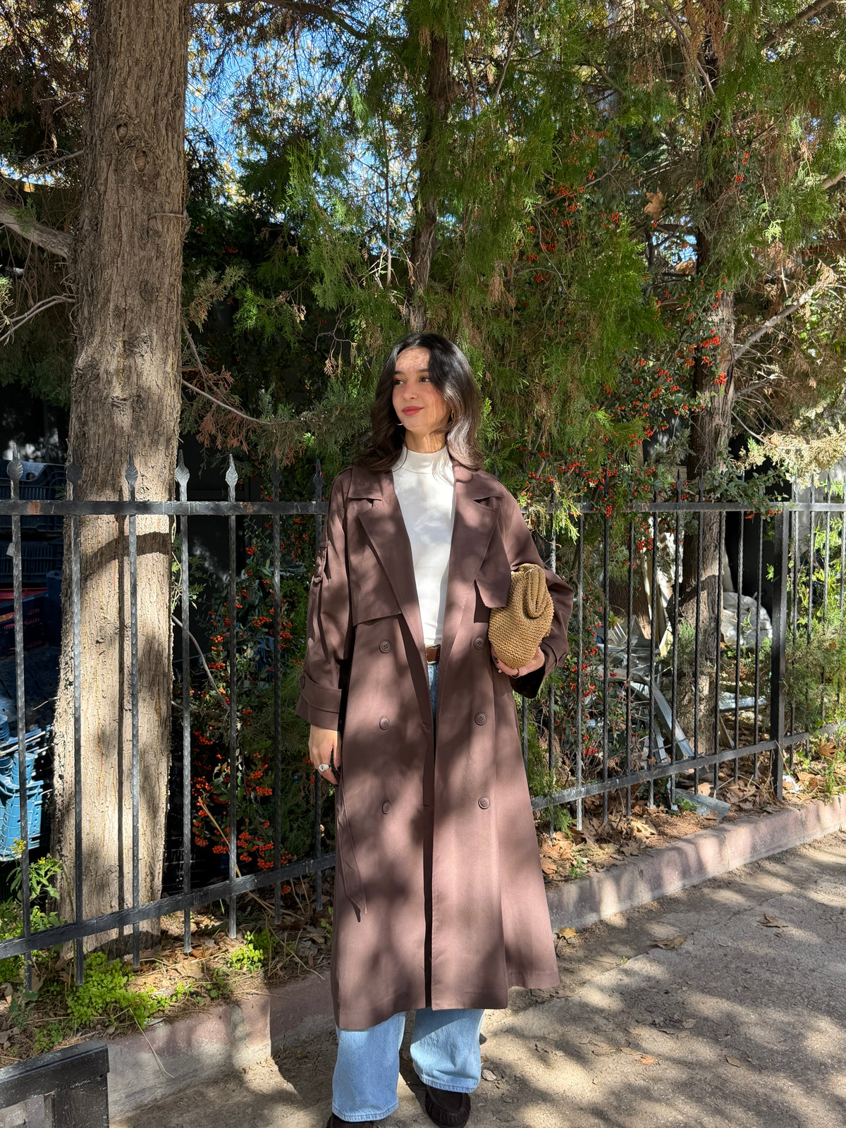 Premium Kuşaklı Trençkot (Acı Kahve)