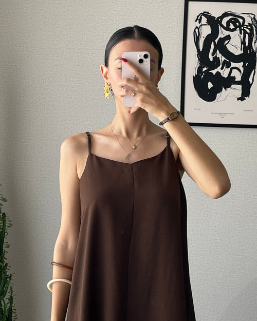 Askılı Salaş Elbise (Kahverengi)