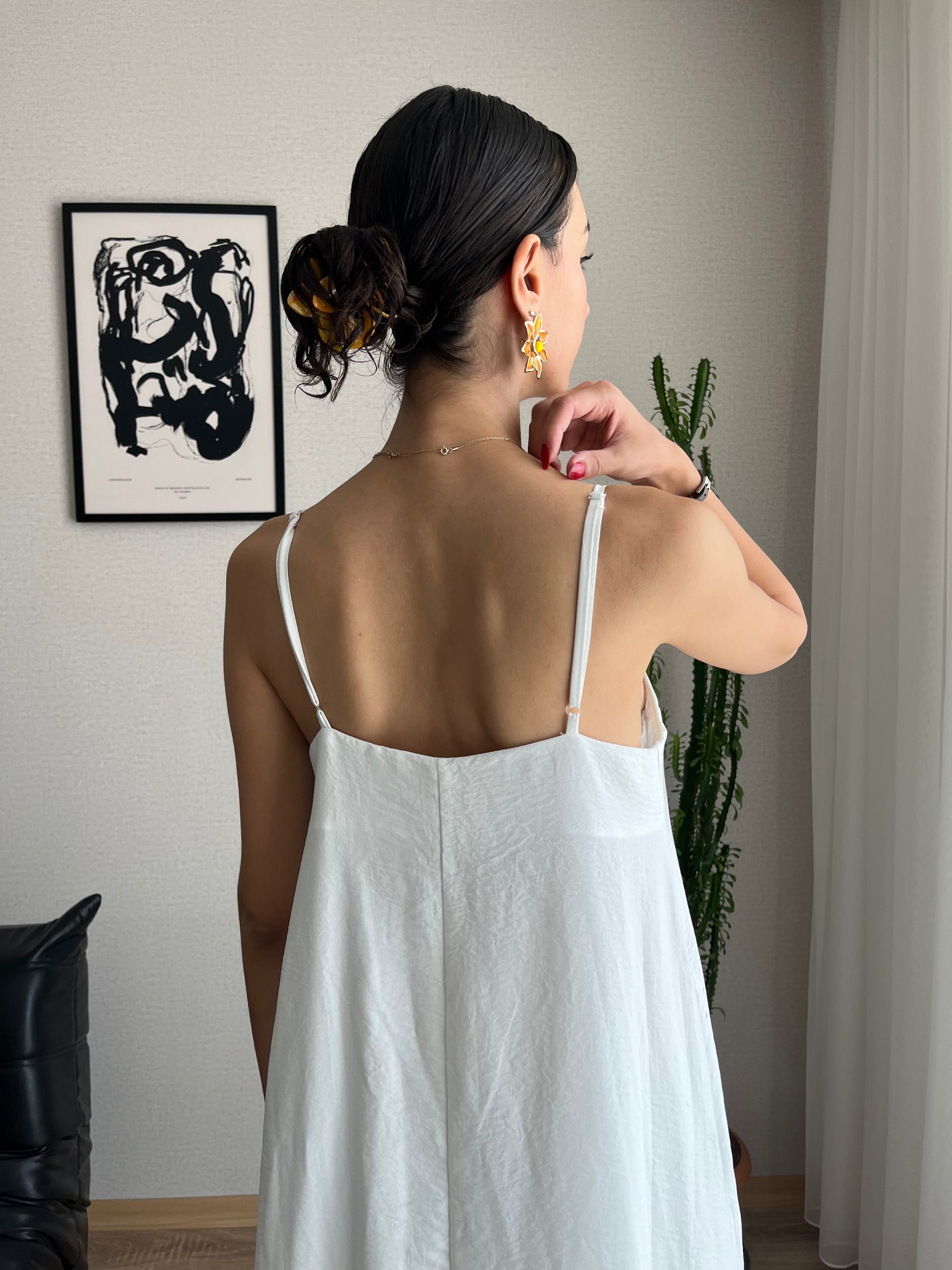 Askılı Salaş Elbise (Beyaz)