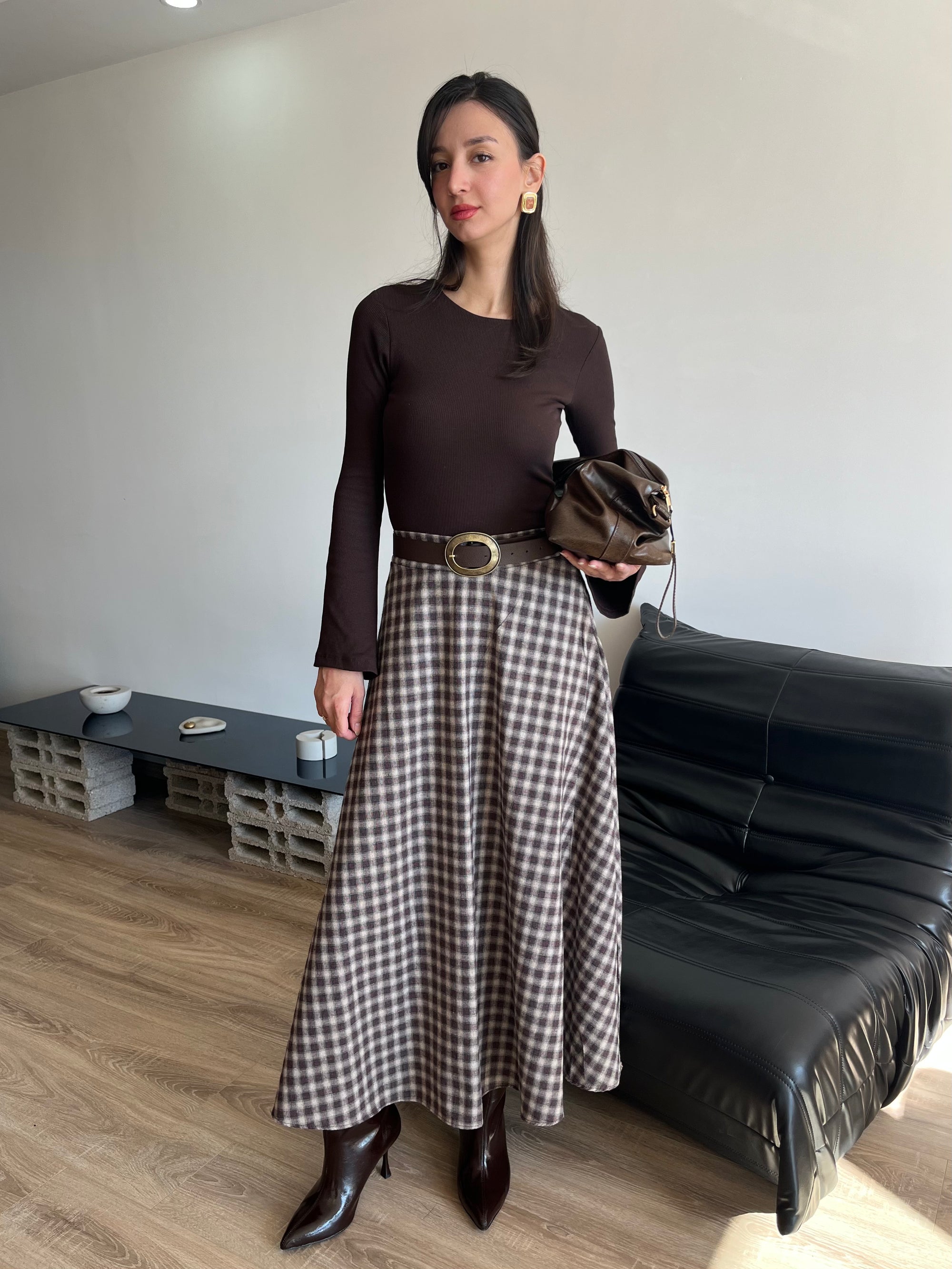 Ekose Etek (Kahverengi)