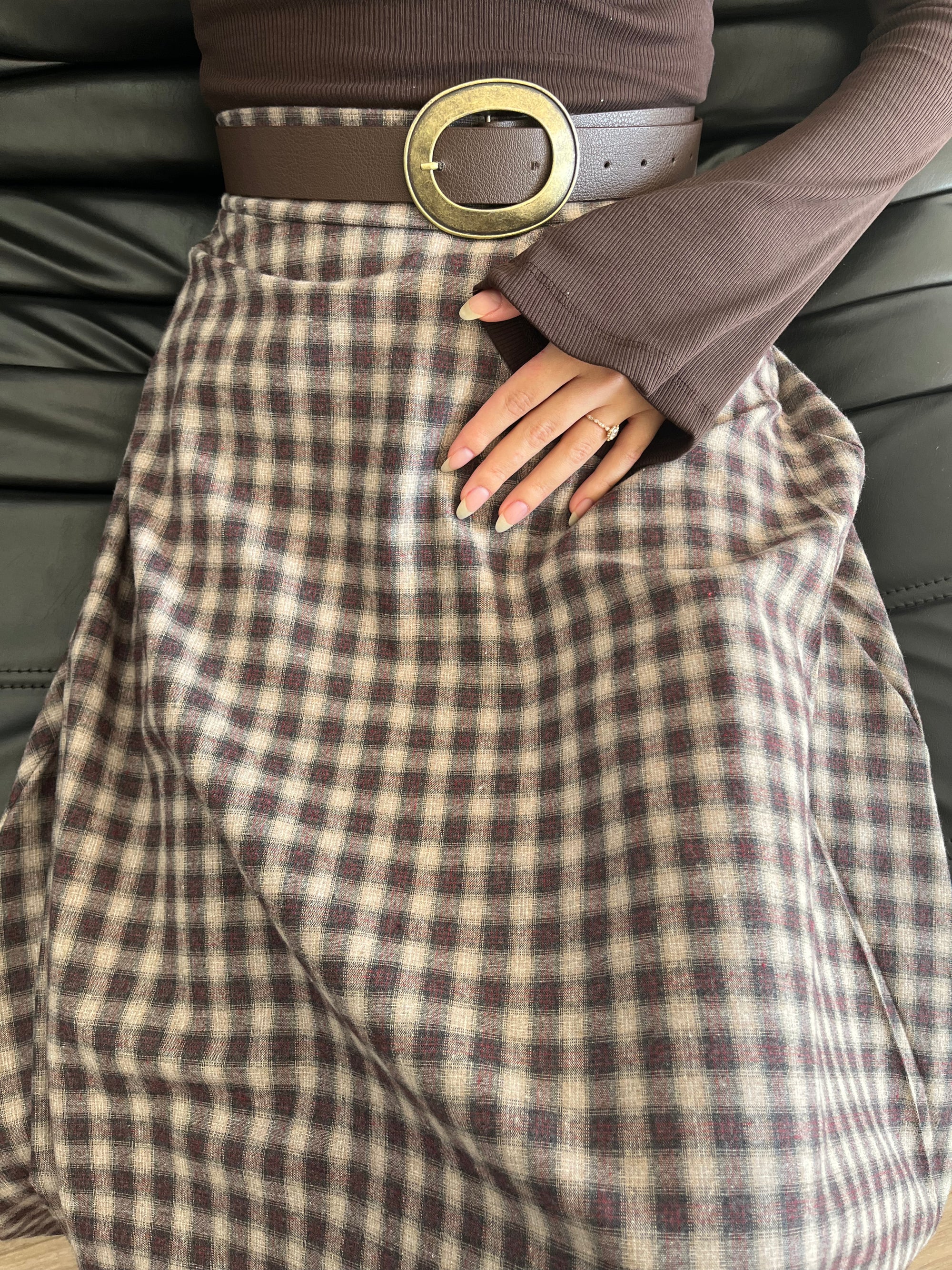 Ekose Etek (Kahverengi)